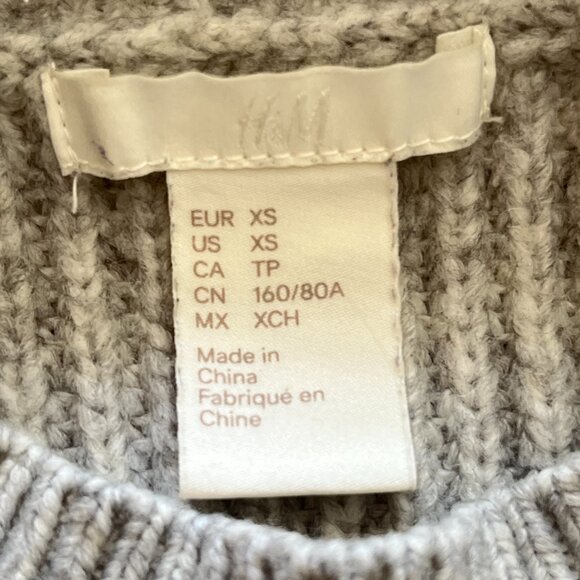H&M Heather Grey Ribbed Mock-Neck Knit Sweater – XS, Wool, Fall, Winter - Picture 12 of 12